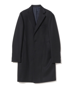 ▲BEAMS F / ネイビーダイアゴナル スポルベリーノ コート(ITALY製）■■