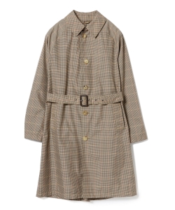▲Sealup / 別注 ナイロン ハウンドトゥース ベルテッド バルカラーコート