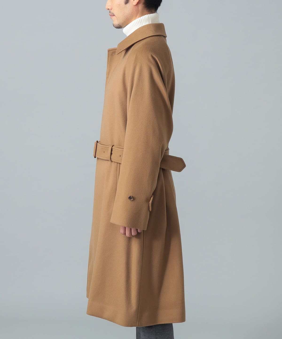 BEAMS F（ビームスF）ウールカシミヤ シングル ベルテッドバルカラー