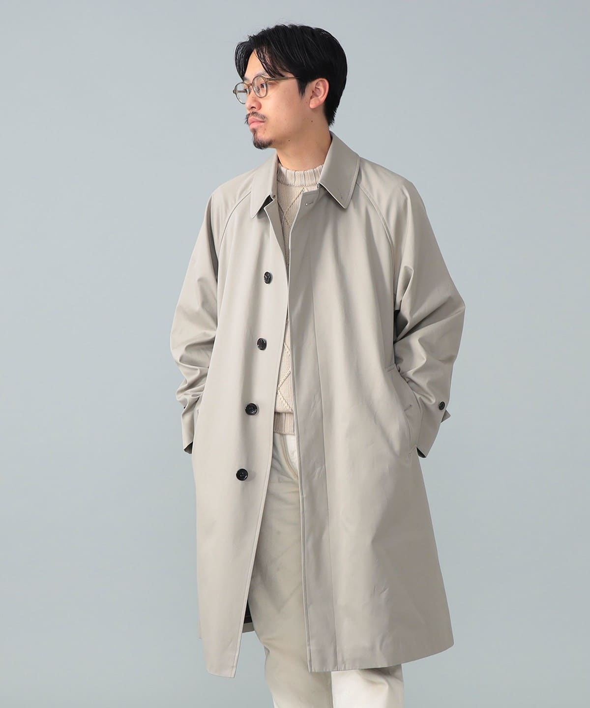シングル ベルテッドバルカラーコート コート MEN BEIGE 38 シングル ベルテッドバルカラーコート コート MEN BEIGE 38
