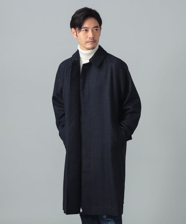 美品ビームスF beams f ヘリンボーンウールコート　40 BEAMS F（ビームスF）LORO PIANA FABRIC ウール ヘリンボーン ラグラン