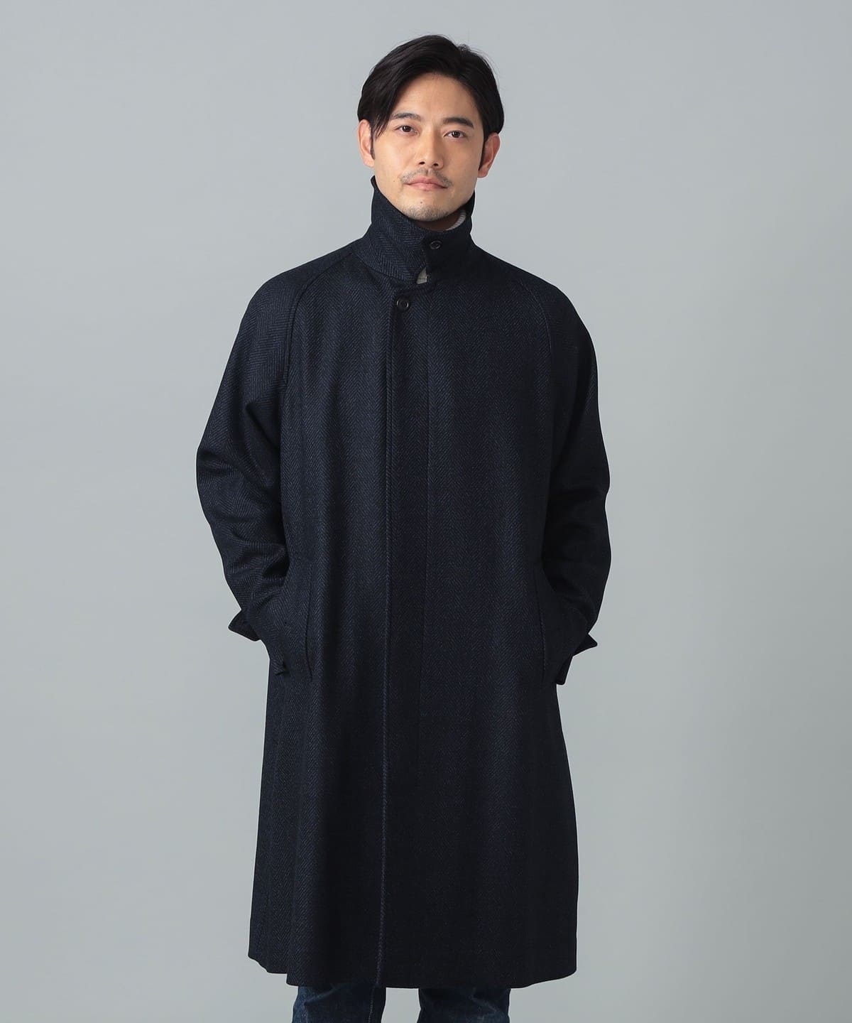BEAMS F (BEAMS F)LORO PIANA FABRIC Wool Herringbone Raglan Sleeve