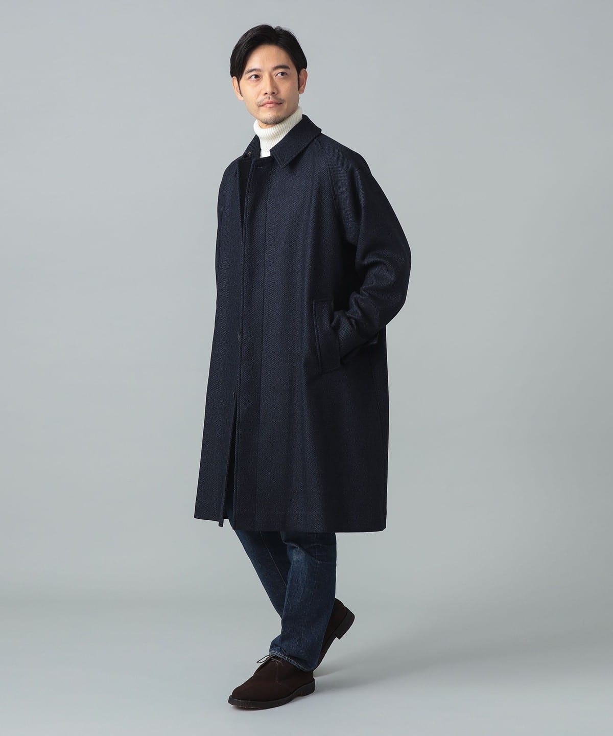 BEAMS F（ビームスF）LORO PIANA FABRIC ウール ヘリンボーン ラグラン