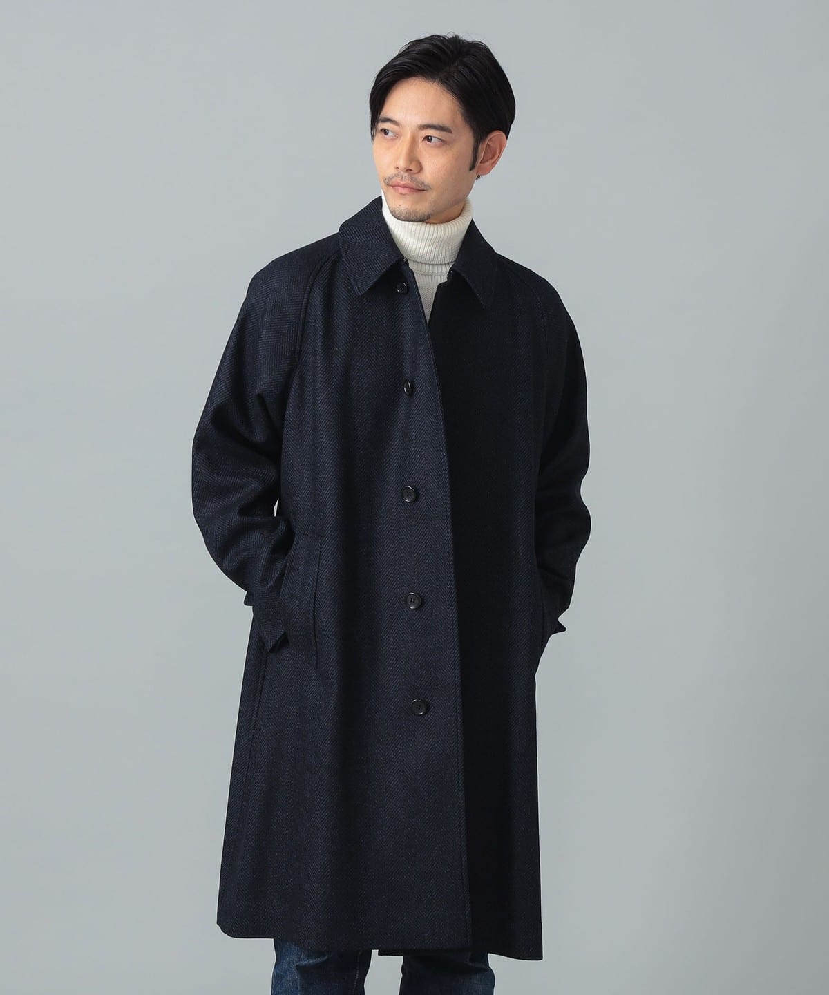 BEAMS F（ビームスF）LORO PIANA FABRIC ウール ヘリンボーン ラグラン
