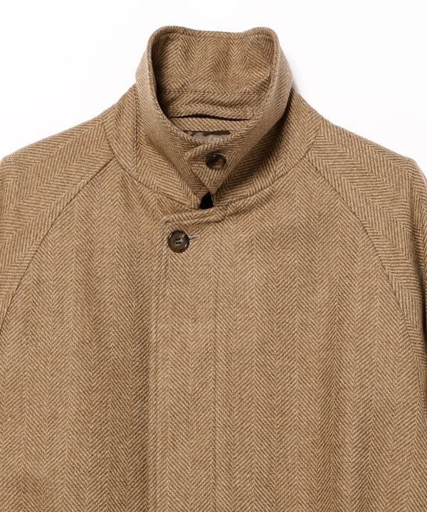 LORO PIANA FABRIC ウール ヘリンボーン ベルテッド バルカラーコート