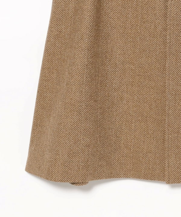 LORO PIANA FABRIC ウール ヘリンボーン ベルテッド バルカラーコート