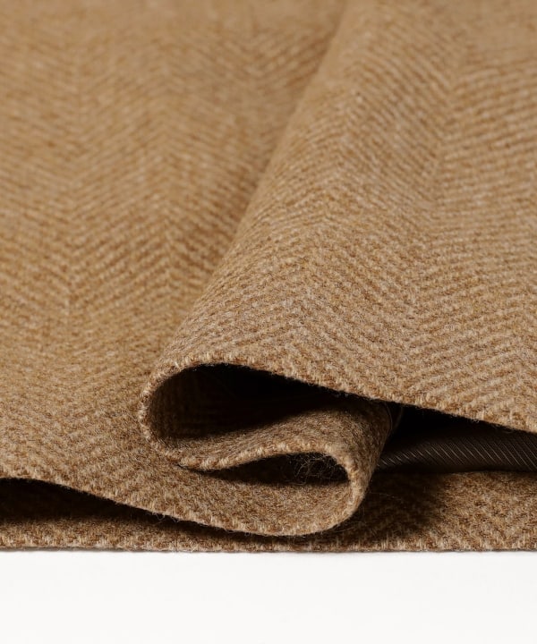 LORO PIANA FABRIC ウール ヘリンボーン ベルテッド バルカラーコート