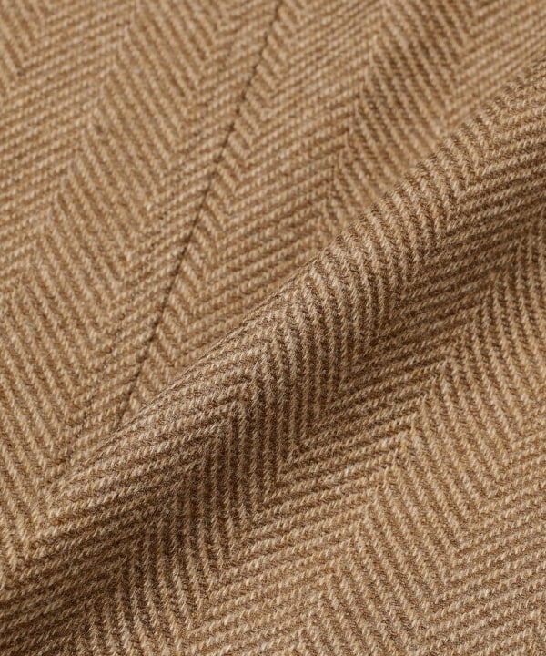 LORO PIANA FABRIC ウール ヘリンボーン ベルテッド バルカラーコート