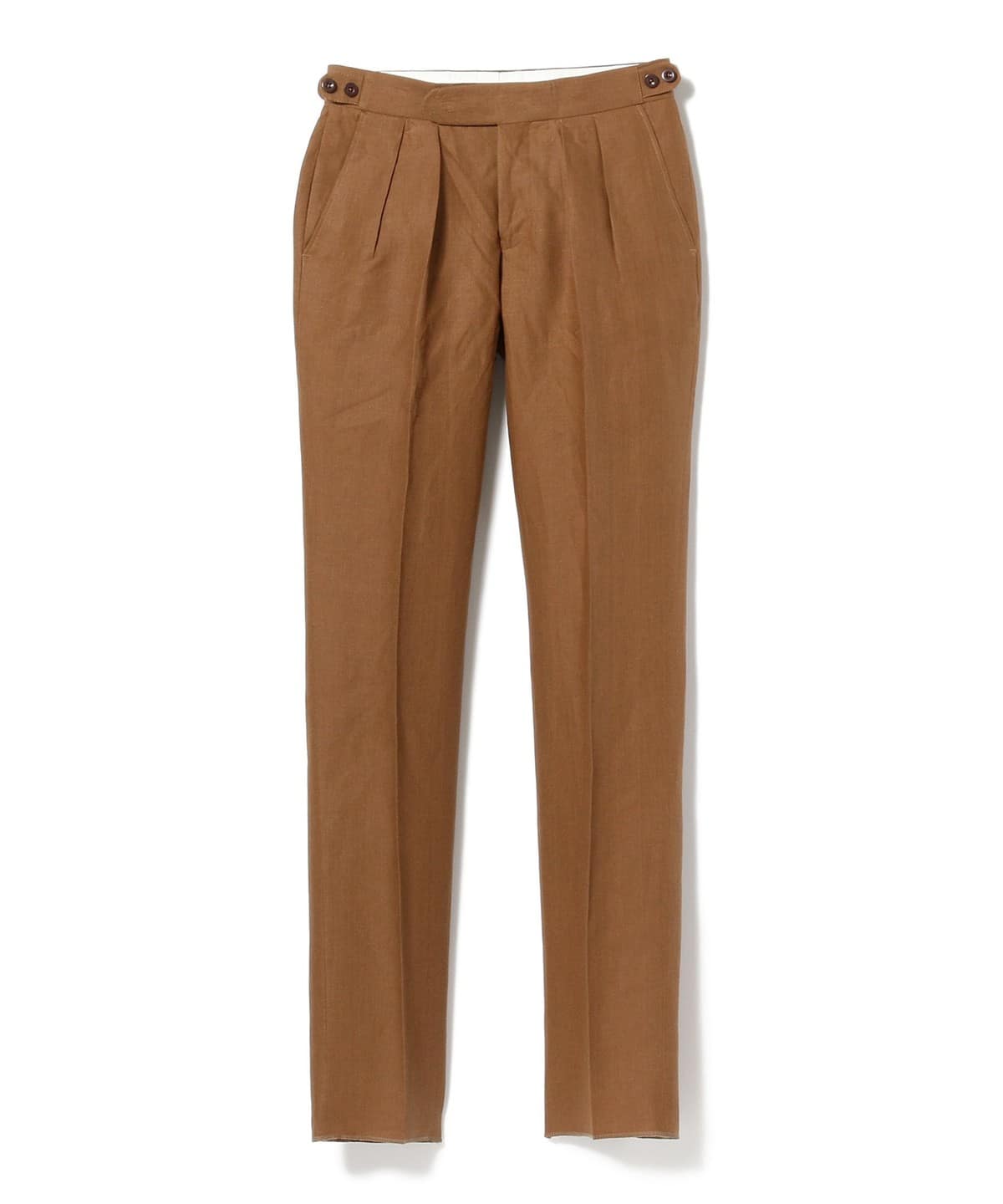 【別注】CORDINGS コーディングス / リネン 2プリーツ サイドアジャスター スラックス パンツ MEN MOCHA/8091 32 【別注】CORDINGS コーディングス / リネン 2プリーツ サイドアジャスター スラックス パンツ MEN MOCHA/8091 32