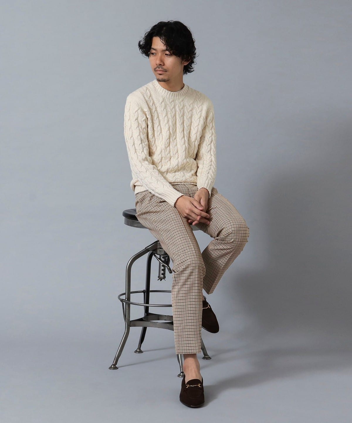 BEAMS F（ビームスF）CAMPORE ウール ガンクラブチェック 2プリーツ