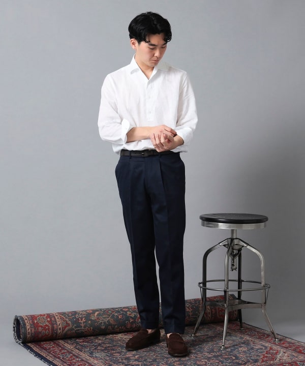 BEAMS F（ビームスF）1プリーツ コットンツイル スラックス