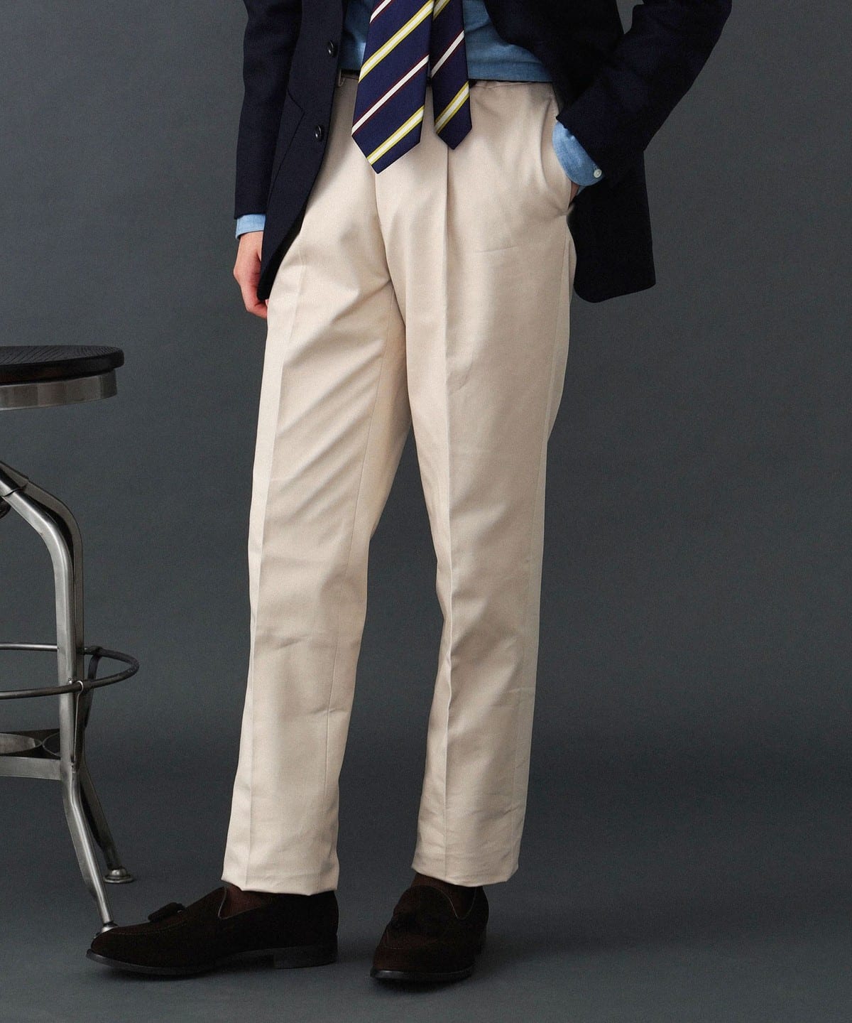 BEAMS F（ビームスF）1プリーツ コットンツイル スラックス（パンツ