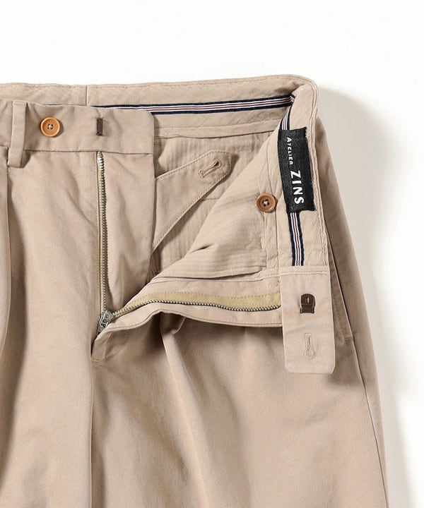 BEAMS スラックス 2プリーツ ワイド メンズ レディース