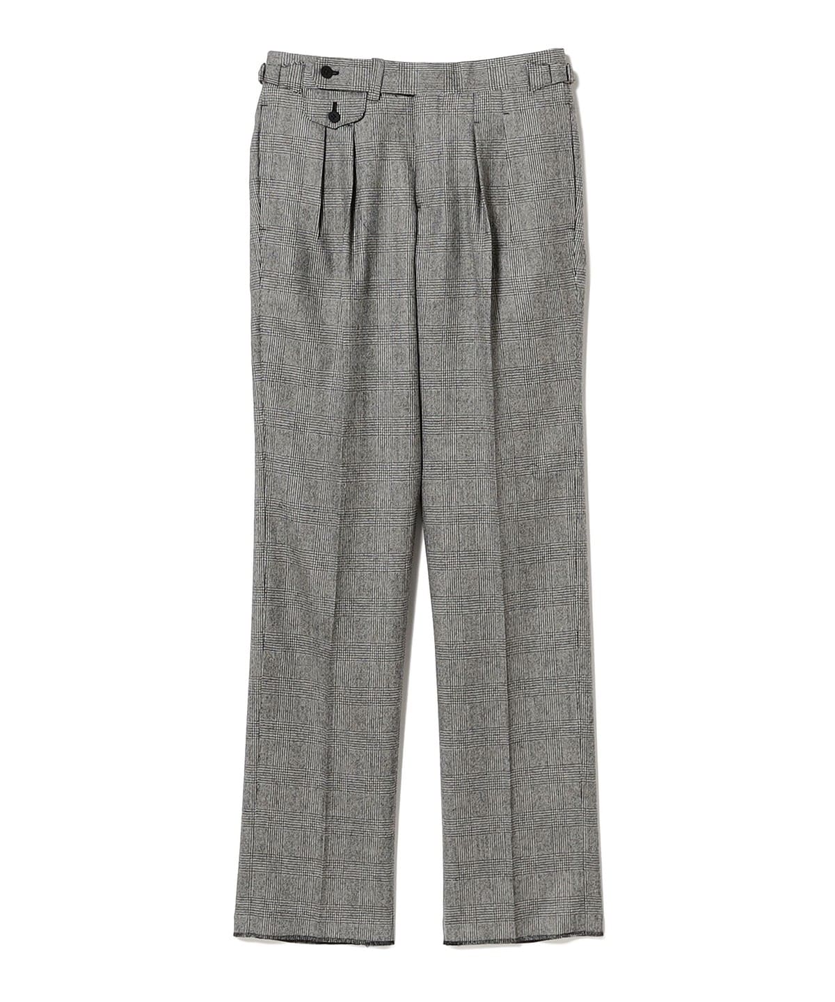 BEAMS F（ビームスF）【別注】IGARASHI TROUSERS / グレンチェック 2プリーツ サイドアジャスター ワイドスラックス（パンツ  スラックス）通販｜BEAMS