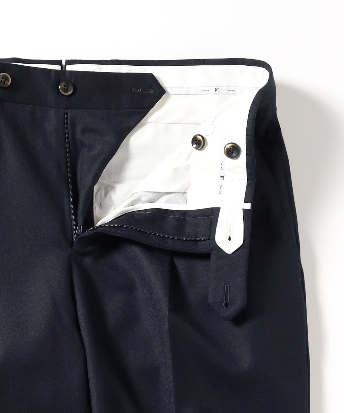 PT01（PT TRINO）BEAMS F ウール スラックス ネイビー 48 BEAMS F（ビームスF）【別注】PT TORINO / GENTLEMAN-F ストレッチ