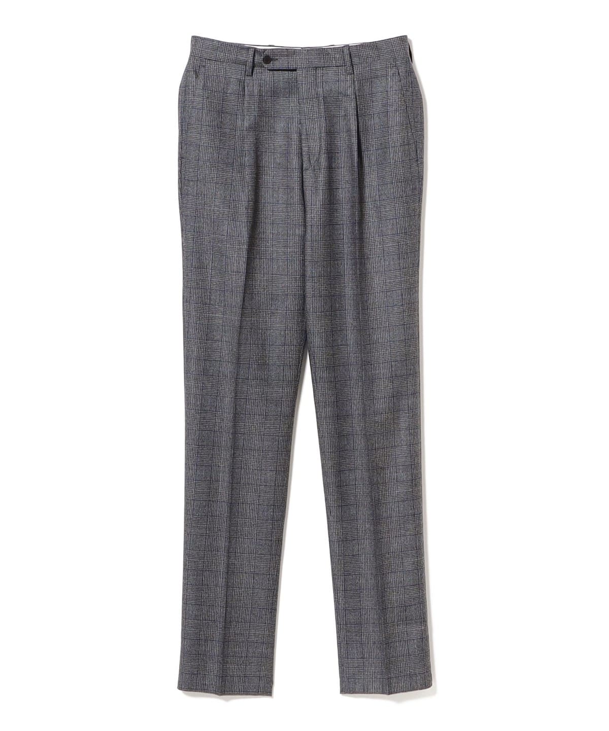 【別注】GERMANO ジェルマーノ / グレンチェック+ペーン 1プリーツ スラックス パンツ MEN GREY*NAVY/374 42 【別注】GERMANO ジェルマーノ / グレンチェック+ペーン 1プリーツ スラックス パンツ MEN GREY*NAVY/374 42