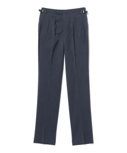 【別注】EMINENTO by H .Osaku / ミックスファブリック シアサッカー 2プリーツ サイドアジャスター ワイドスラックス