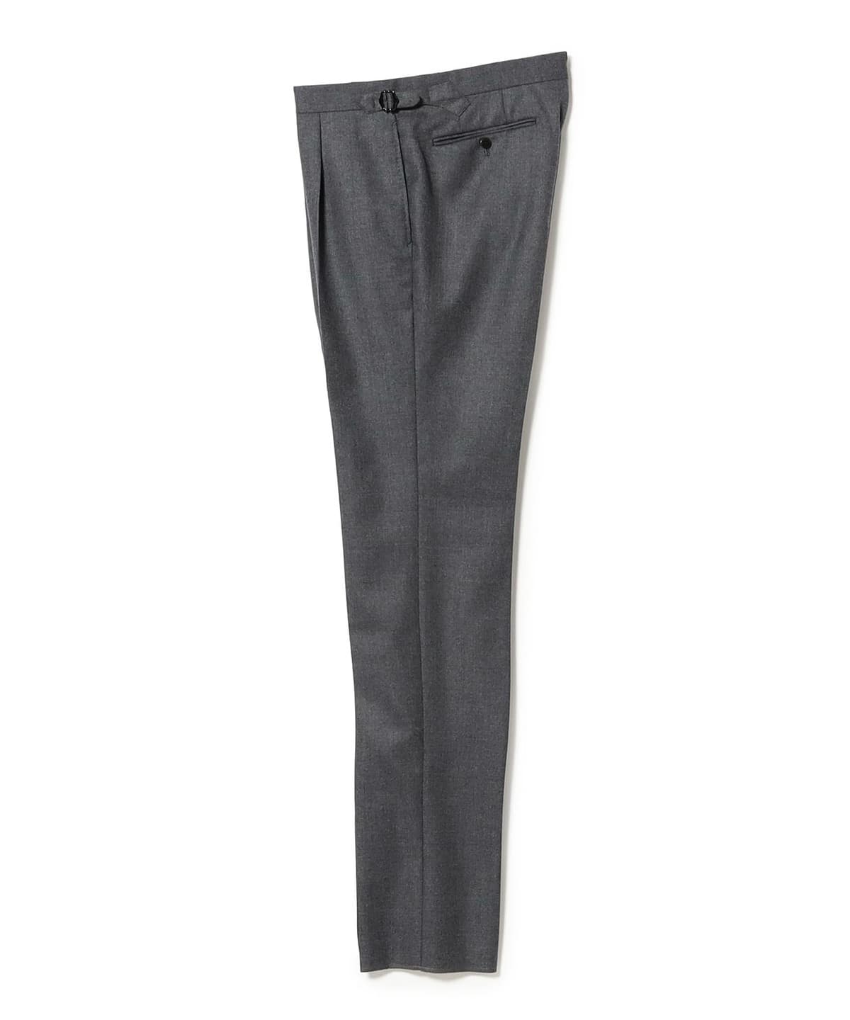 羊毛 法蘭絨 單褶 側調整帶 西裝褲