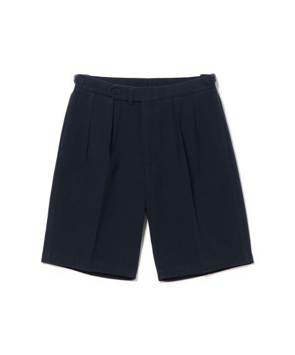 Cotton silk 2-pleat shorts with side adjusters