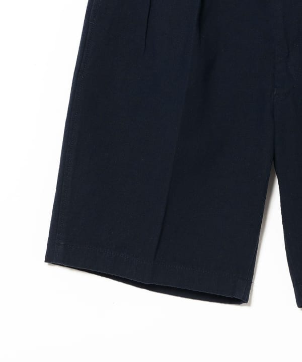 Cotton silk 2-pleat shorts with side adjusters