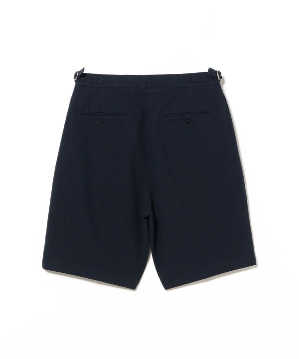 Cotton silk 2-pleat shorts with side adjusters