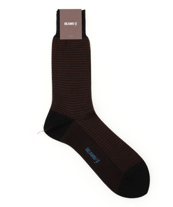 BEAMS F（ビームスF）ドレスハウンドトゥース ソックス（レッグ