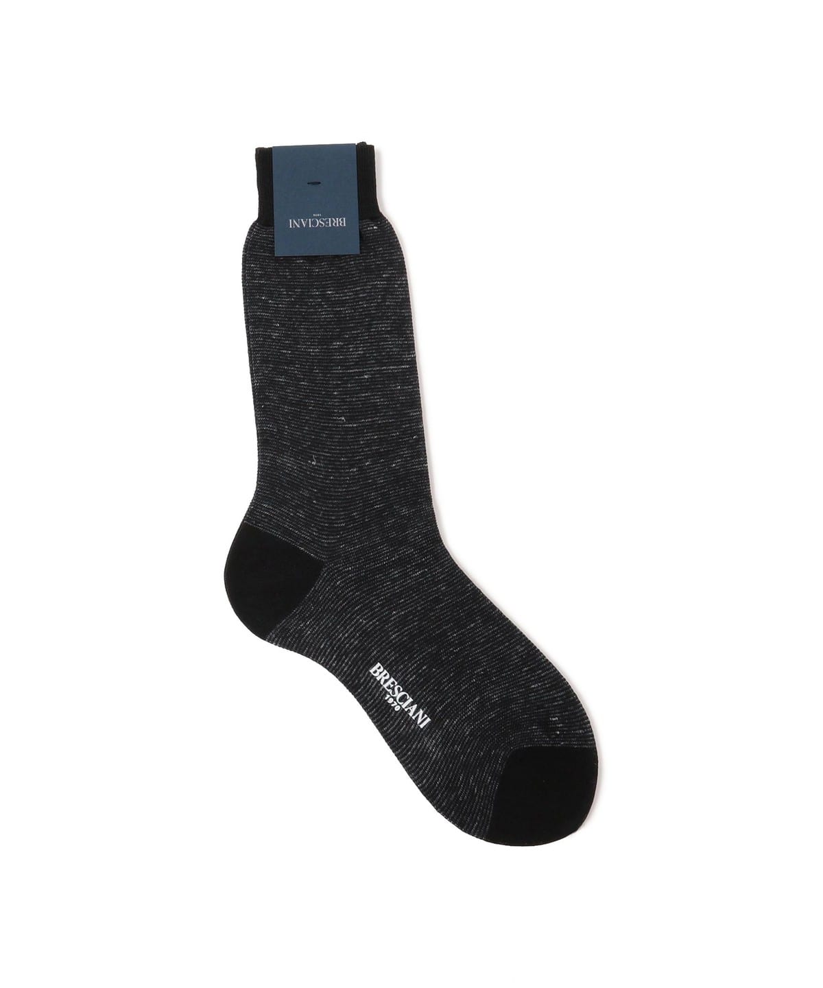 BRESCIANI ブレッシアーニ / コットン リネン メランジ ボーダー ソックス レッグウェア MEN BLACK/114 ONE SIZE BRESCIANI ブレッシアーニ / コットン リネン メランジ ボーダー ソックス レッグウェア MEN BLACK/114 ONE SIZE
