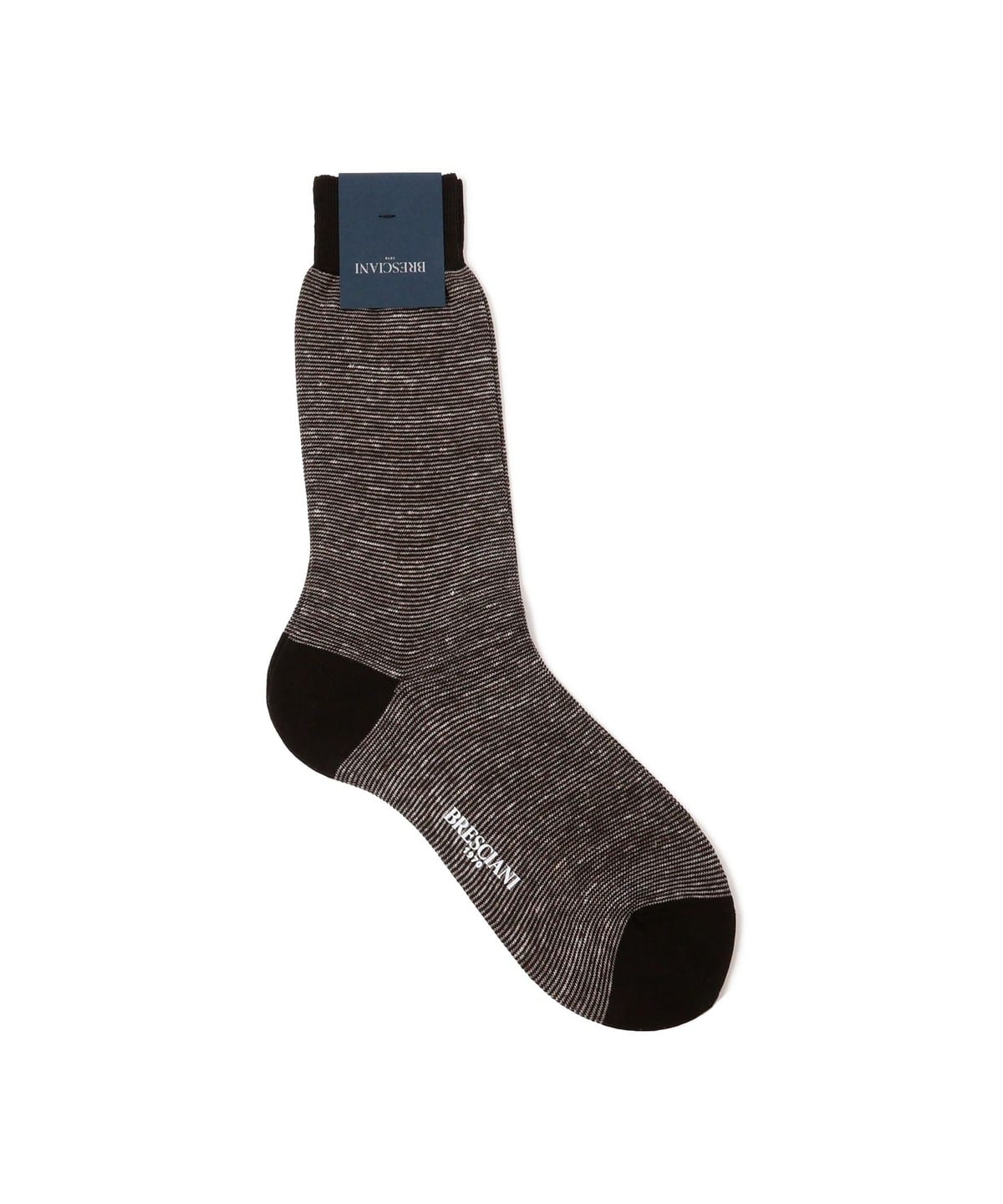 BRESCIANI ブレッシアーニ / コットン リネン メランジ ボーダー ソックス レッグウェア MEN BROWN/016 ONE SIZE BRESCIANI ブレッシアーニ / コットン リネン メランジ ボーダー ソックス レッグウェア MEN BROWN/016 ONE SIZE
