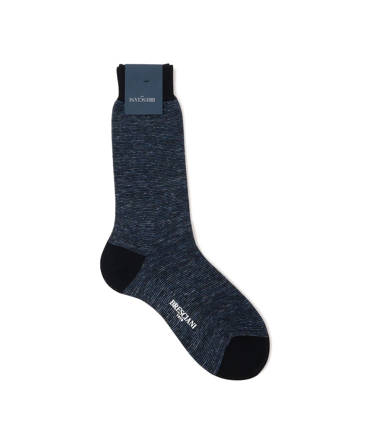 BRESCIANI ブレッシアーニ / コットン リネン メランジ ボーダー ソックス レッグウェア MEN NAVY/001 ONE SIZE BRESCIANI ブレッシアーニ / コットン リネン メランジ ボーダー ソックス レッグウェア MEN NAVY/001 ONE SIZE