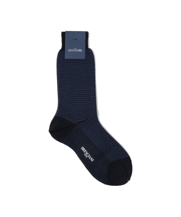 BRESCIANI ブレッシアーニ カシミヤシルク ネイビーソックス S BRESCIANI（ブレッシアーニ）ウールナイロンソリッドリブドレス