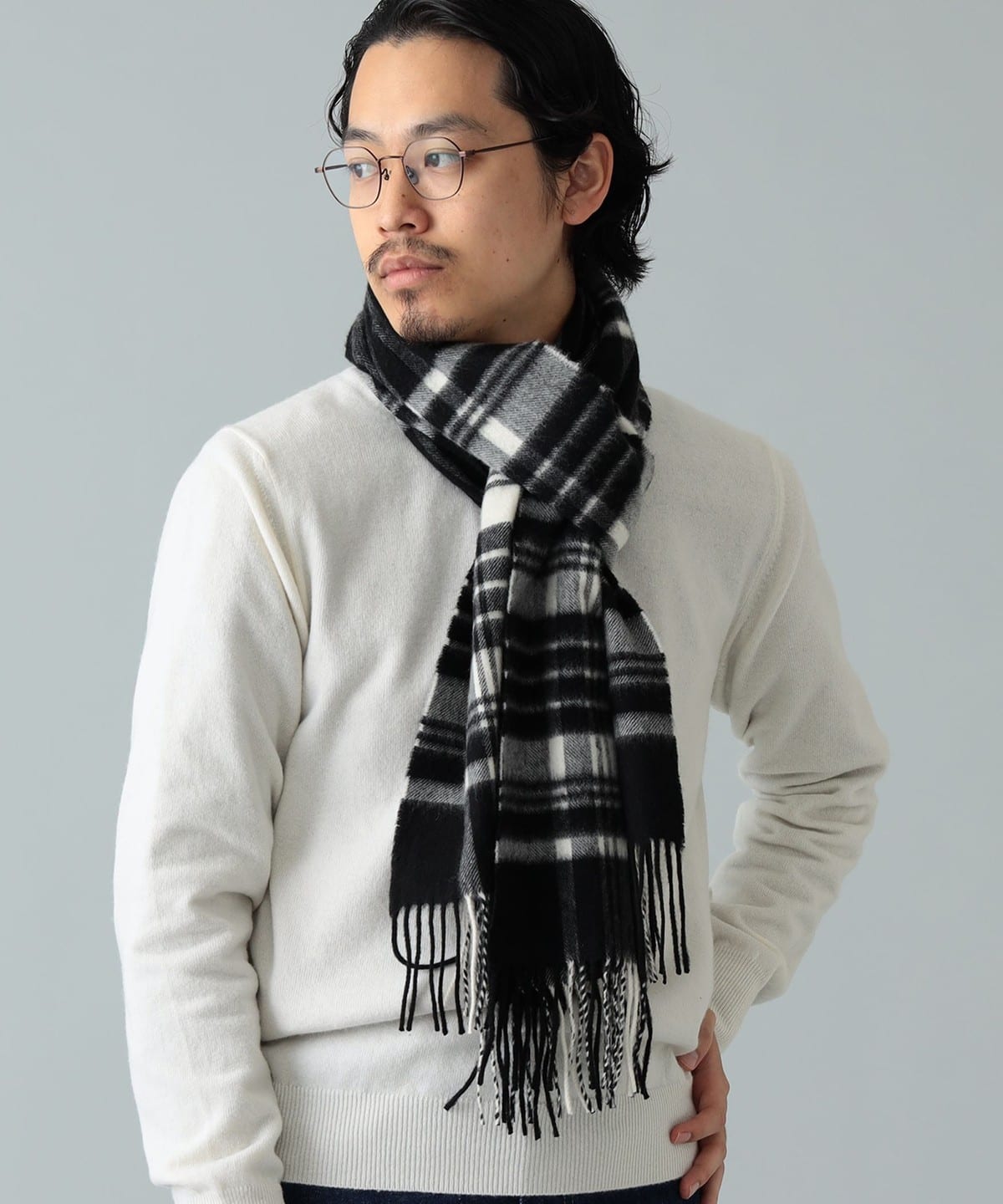 BEAMS F（ビームスF）Johnstons of Elgin / カシミヤ タータンチェック