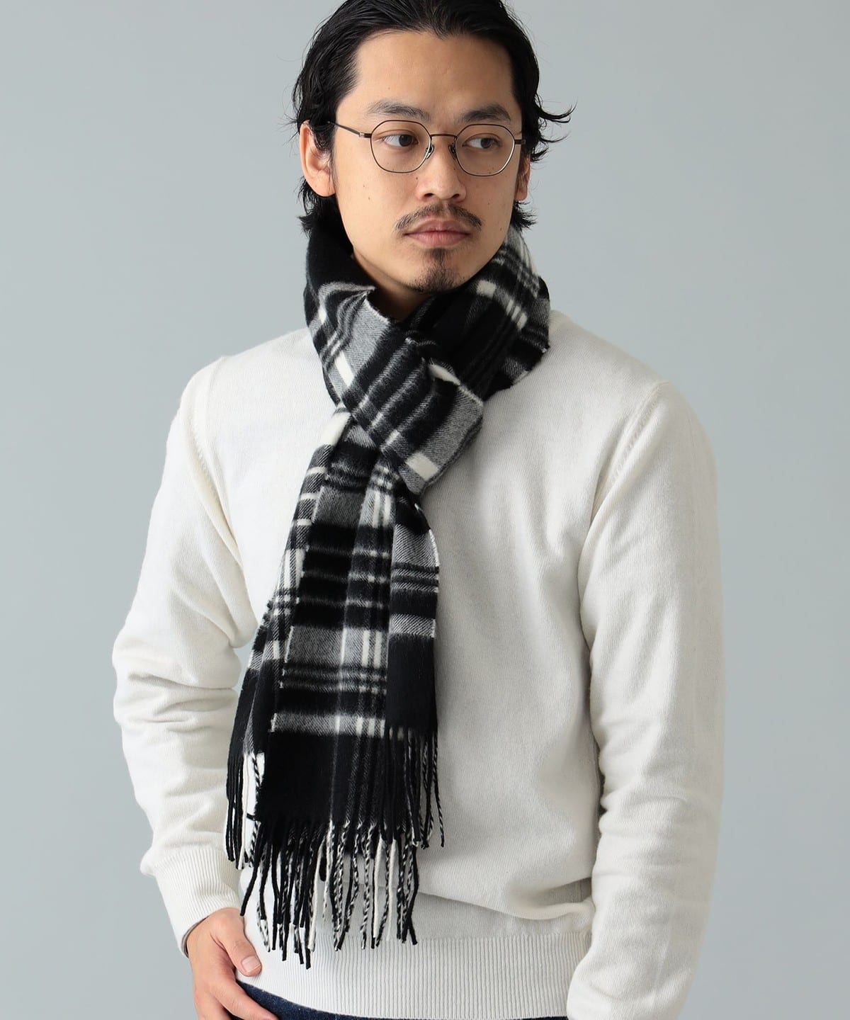 BEAMS F（ビームスF）Johnstons of Elgin / カシミヤ タータンチェック