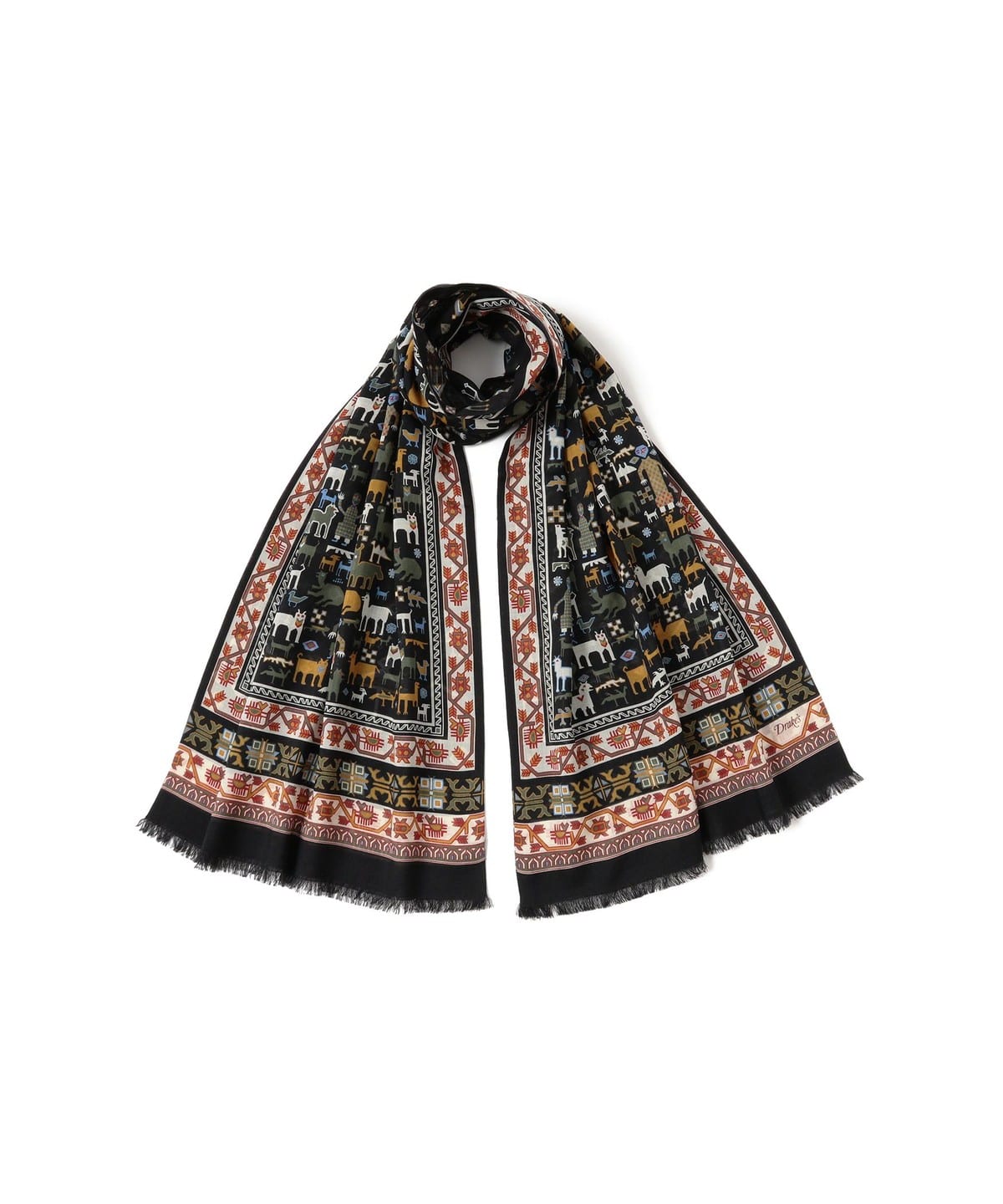 BEAMS F（ビームスF）【別注】Drake's / ウールシルク アニマル柄