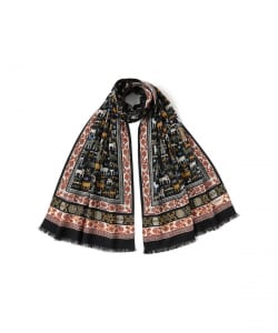 【別注】Drake’s / ウールシルク アニマル柄 プリント ストール