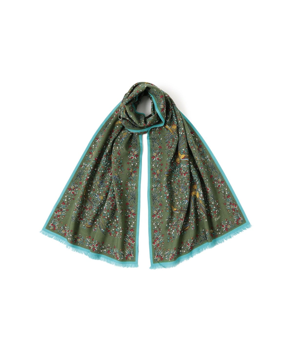 【別注】Drake's ドレイクス / ウールシルク バード柄 プリント ストール ファッション雑貨 MEN GREEN ONE SIZE 【別注】Drake's ドレイクス / ウールシルク バード柄 プリント ストール ファッション雑貨 MEN GREEN ONE SIZE