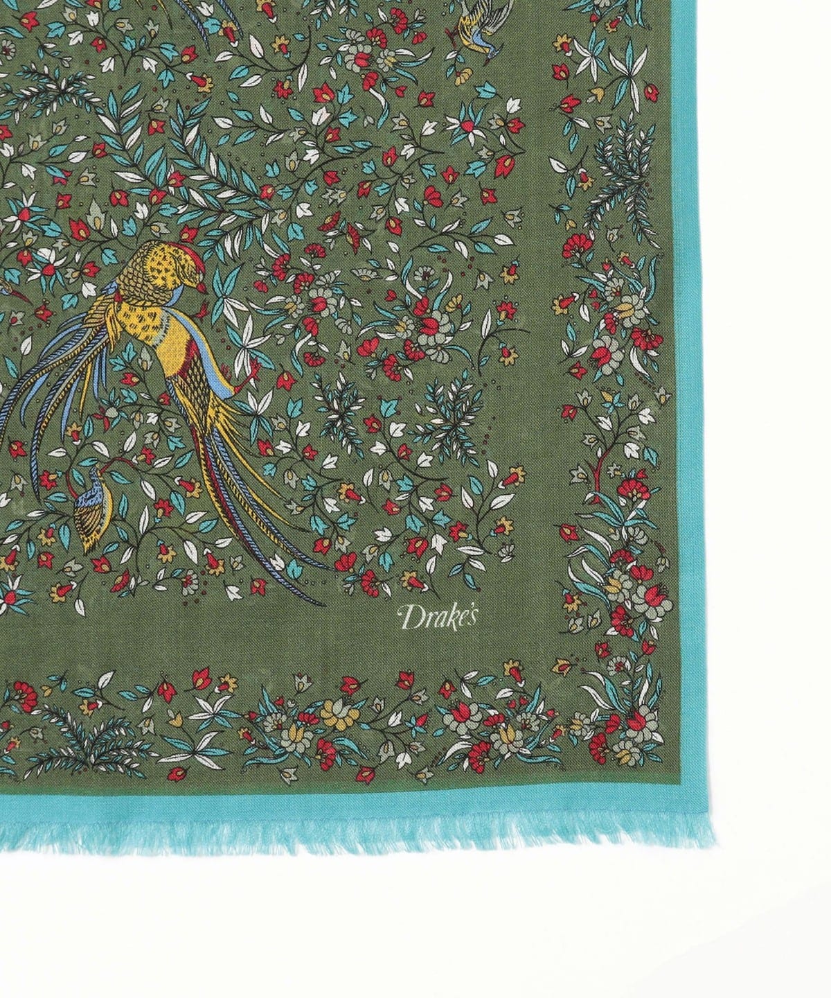 DRAKE'S シルク100% HAND PRINTED ストール 英国製 DRAKE´S シルク100