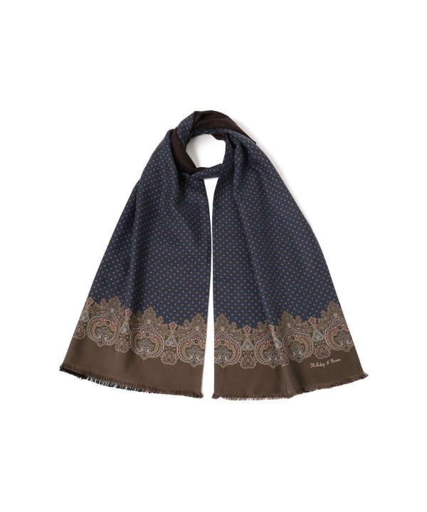 BEAMS F Holliday & Brown / リバーシブル ストール Holliday & Brown / リバーシブル ペイズリー×ソリッド ストール
