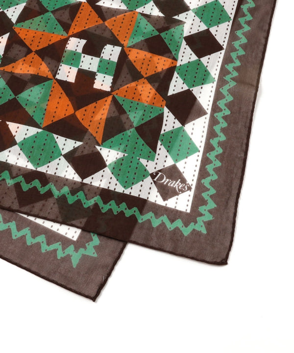[Special order] Drake’s / Cotton Silk Patchwork Pattern Print Neckerchief