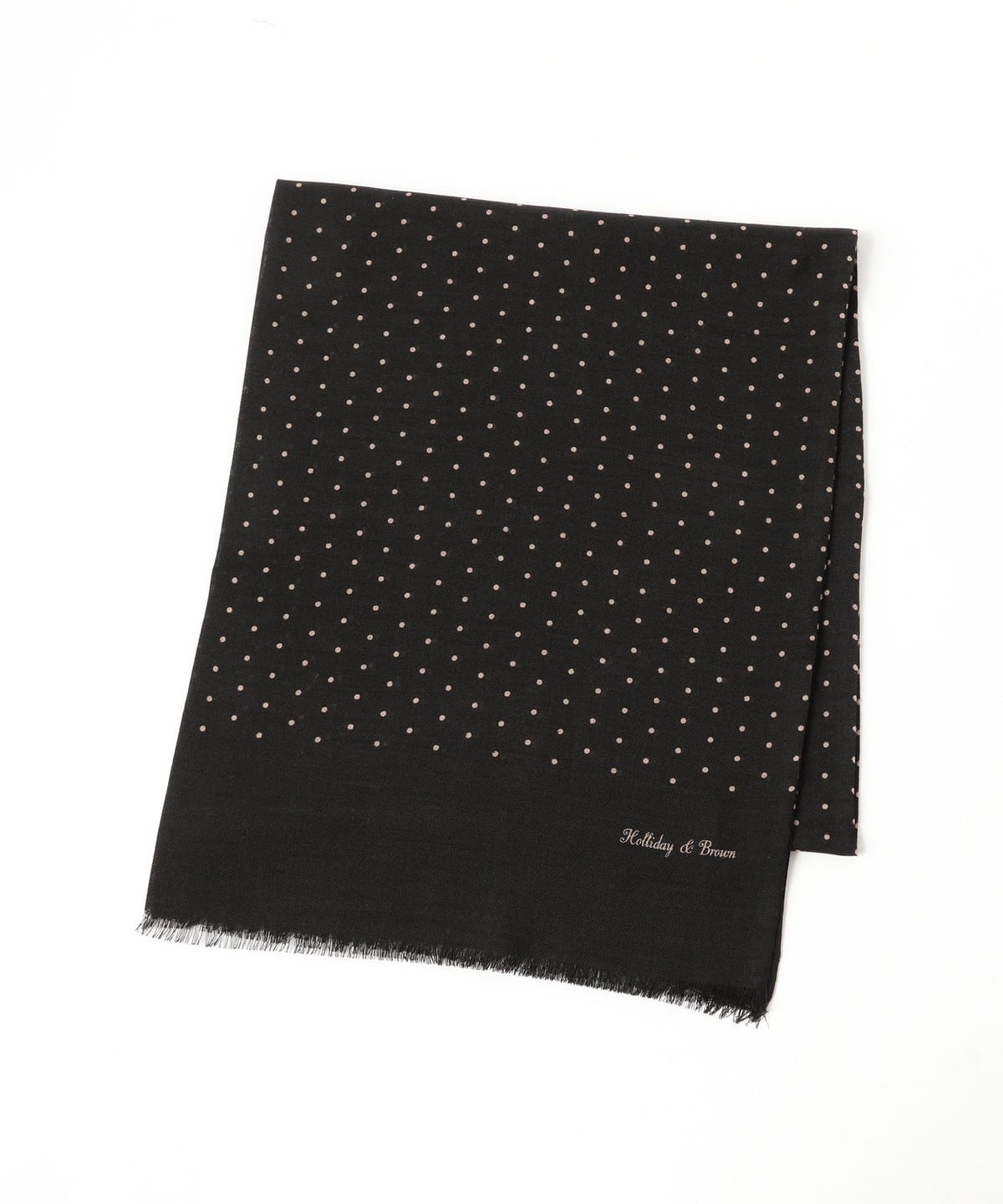Holliday & Brown ウールシルク ドット ストール　ブラック BEAMS F（ビームスF）Holliday & Brown / ウールシルク ドット