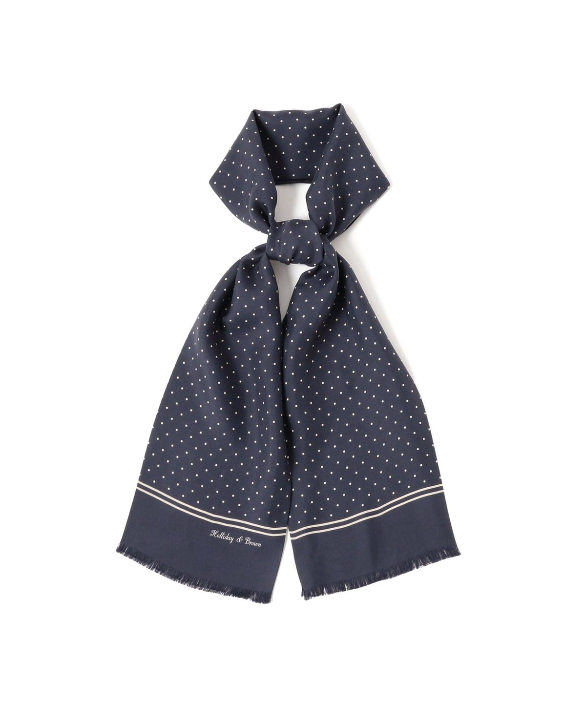 BEAMS F シルクドットスカーフ 黒 BEAMS F（ビームスF）Holliday & Brown / シルク ドット柄 スカーフ