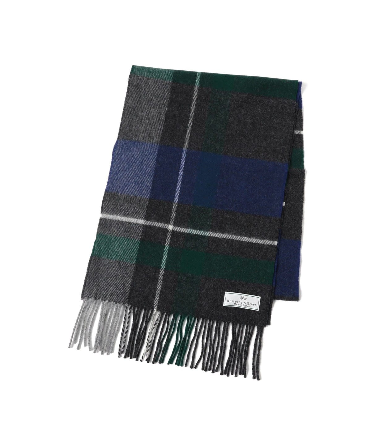 【新品未使用】BEAMSカシミヤ100%マフラー約30㎝×約184㎝ BEAMS F（ビームスF）Whiteley & Green / ウールカシミヤ チェック