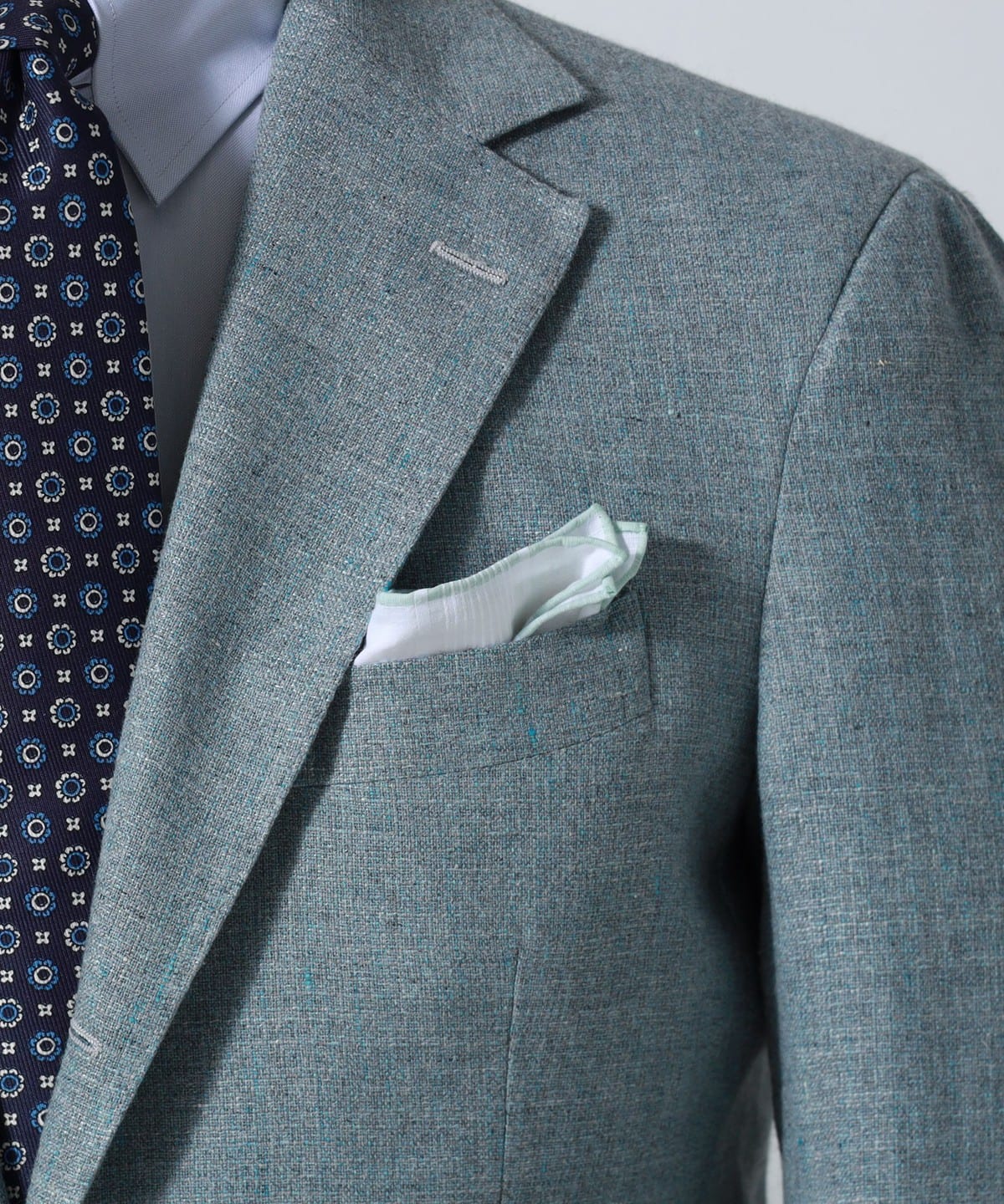 SIMONNOT GODARD シモノゴダール / コットン トリム チーフ スーツ・ネクタイ MEN WHITExGREEN ONE SIZE SIMONNOT GODARD シモノゴダール / コットン トリム チーフ スーツ・ネクタイ MEN WHITExGREEN ONE SIZE