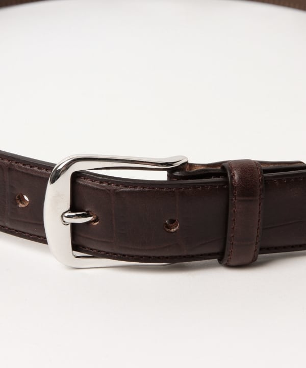 WILLIAM BEAMS メッシュベルト プンターレ 金具 ゴム レザー 茶色 International Gallery BEAMS（インターナショナルギャラリー