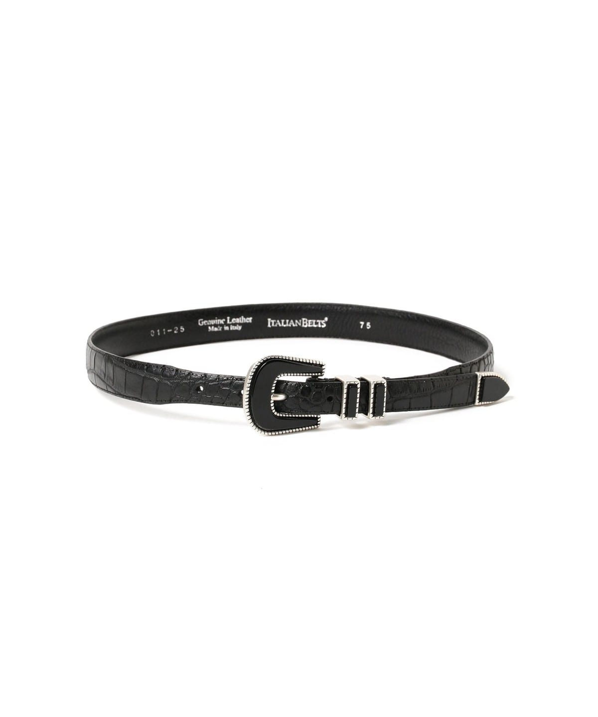 ITALIAN BELTS / クロコスタンプ ウエスタン ベルト ファッション雑貨 MEN NERO 75cm ITALIAN BELTS / クロコスタンプ ウエスタン ベルト ファッション雑貨 MEN NERO 75cm