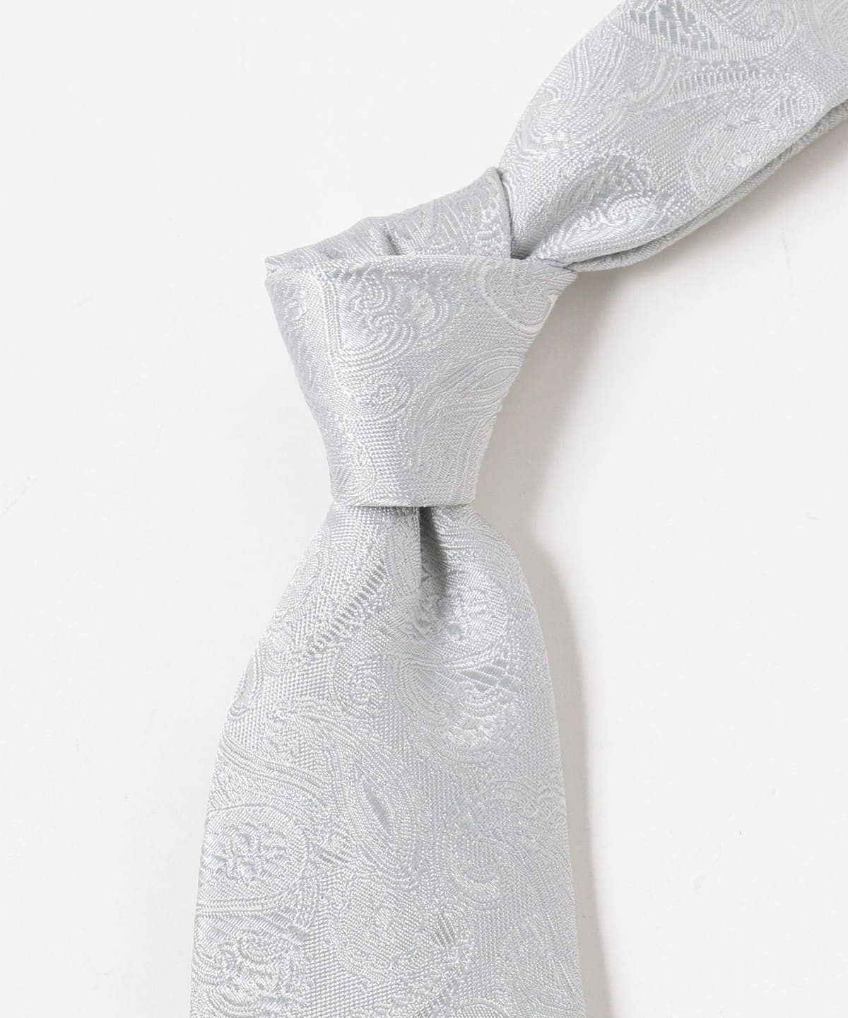 JOHN COMFORT ネクタイ ホワイト シルバー ペイズリー柄 光沢 BEAMS F（ビームスF）JOHN COMFORT / フォーマル ペイズリー柄 ジャ