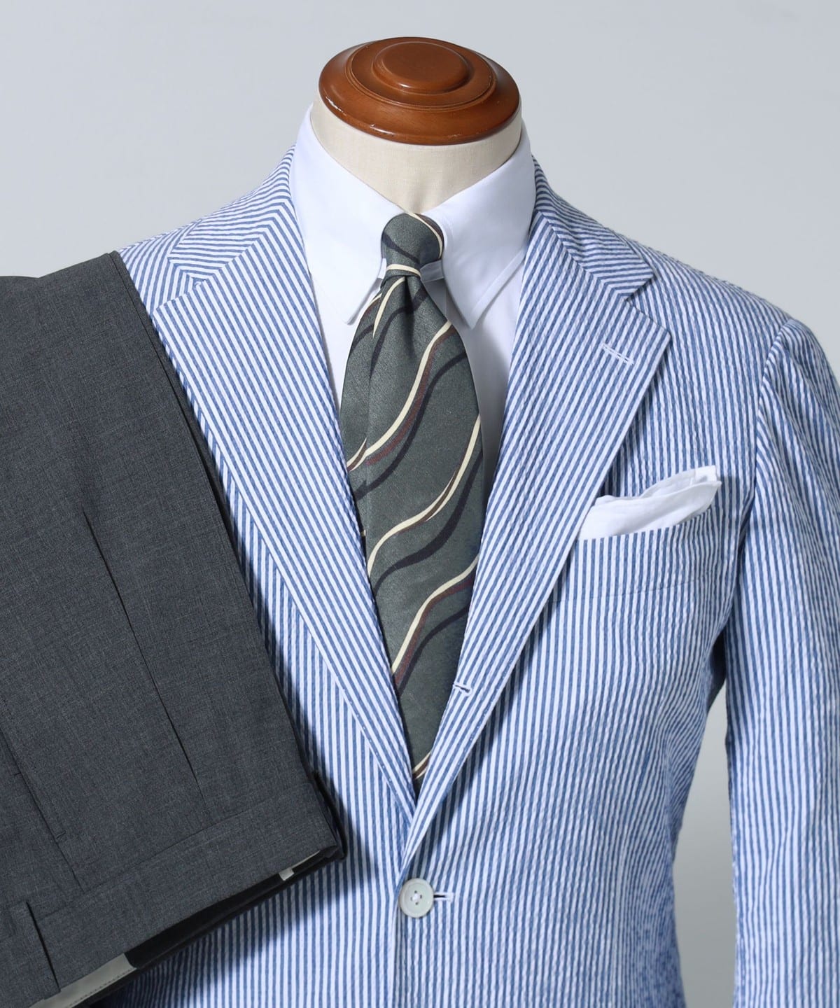 BEAMS F Holliday & Brown / 亚麻丝绸波浪图案印花领带（西装/领带