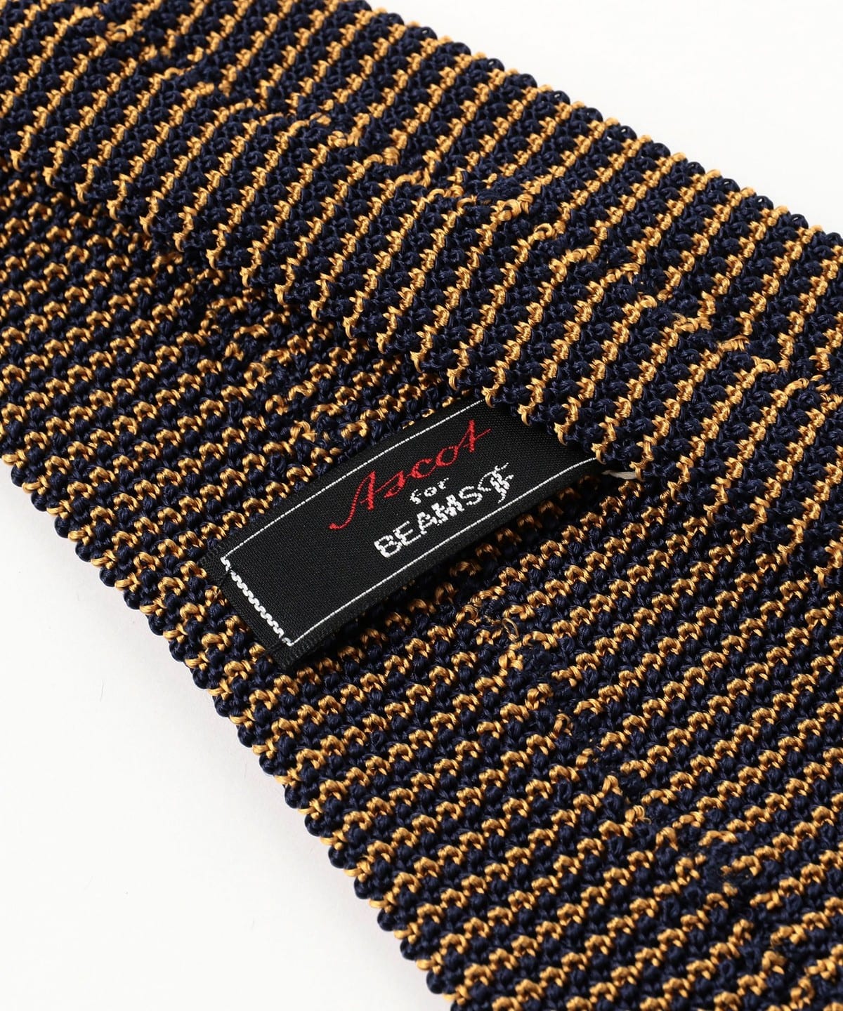 新品・未使用 ascot × BEAMS Fブラウン　茶　ニットタイ BEAMS F（ビームスF）ASCOT / ミニボーダー ニット タイ（スーツ