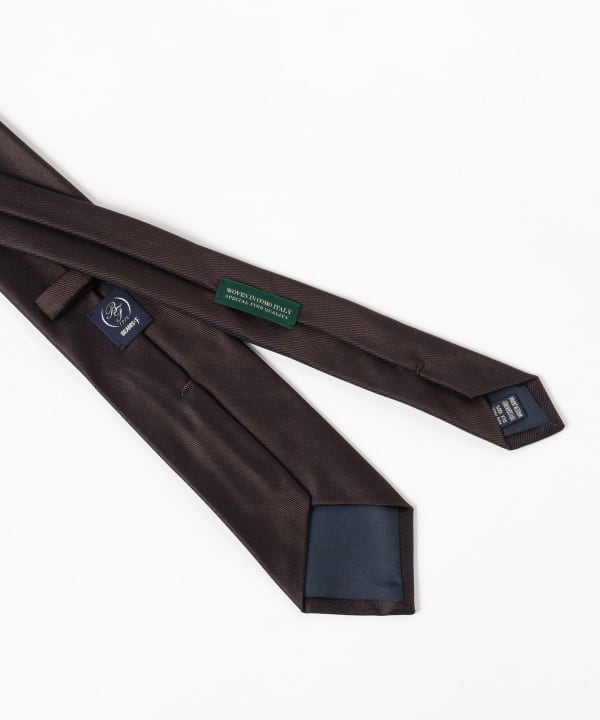 【美品】ビームスエフ ニットタイ ブラウン 無地 ソリッド 高級 シルク100% BEAMS F（ビームスF）【8/7再値下げ】FRANCO BASSI / シルク