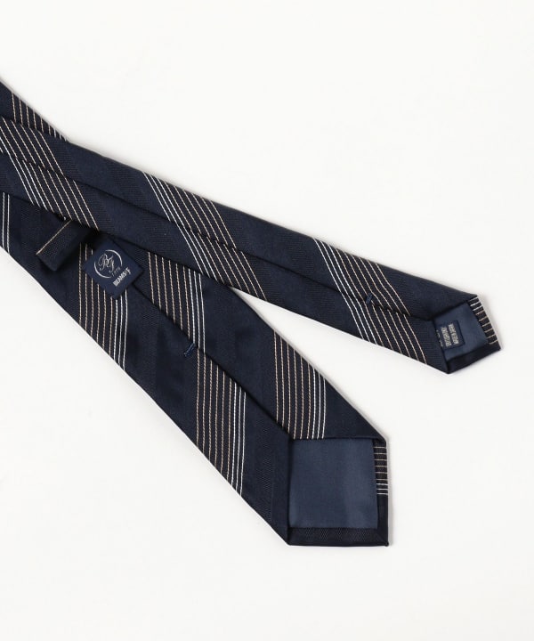 【新品・タグ付き】BEAMS F シルク ストライプ ネクタイ（ネイビー） BEAMS F（ビームスF）シルク ストライプ ネクタイ（スーツ