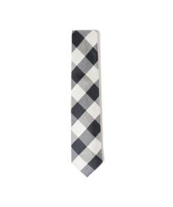 Silk block check tie